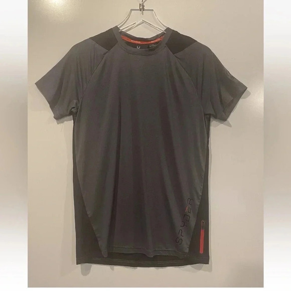 Spyder Black Gray Breathable Quick Dry Athletic T-shirt Mens Medium (115) - Picture 1 of 5